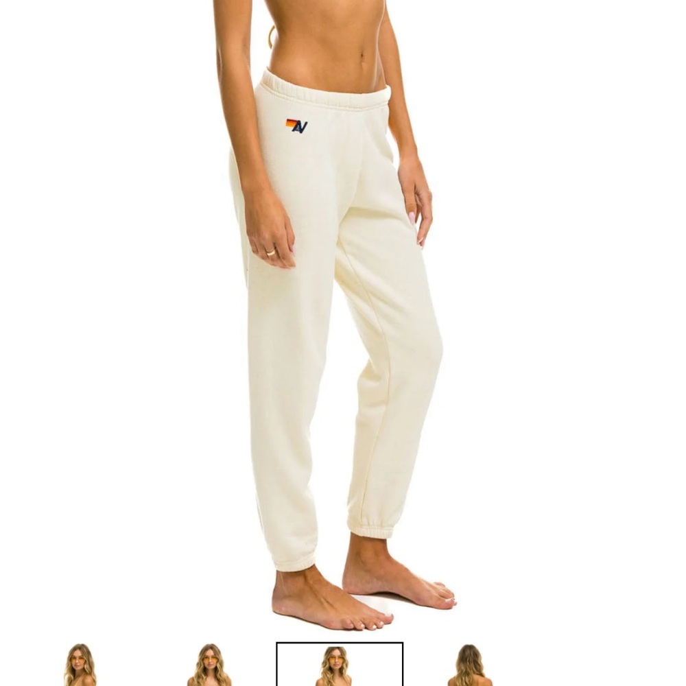 Aviator Nation Beige Joggers with Rainbow Stripes - Picture 6 of 8